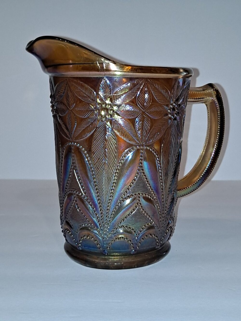 Vintage Imperial Glass Poinsetta Pitcher